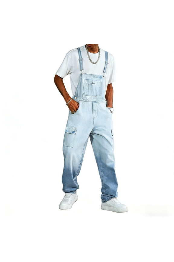 Overalls for Men Work Utility Jumpsuit Denim Bib Coveralls with Multi Pockets