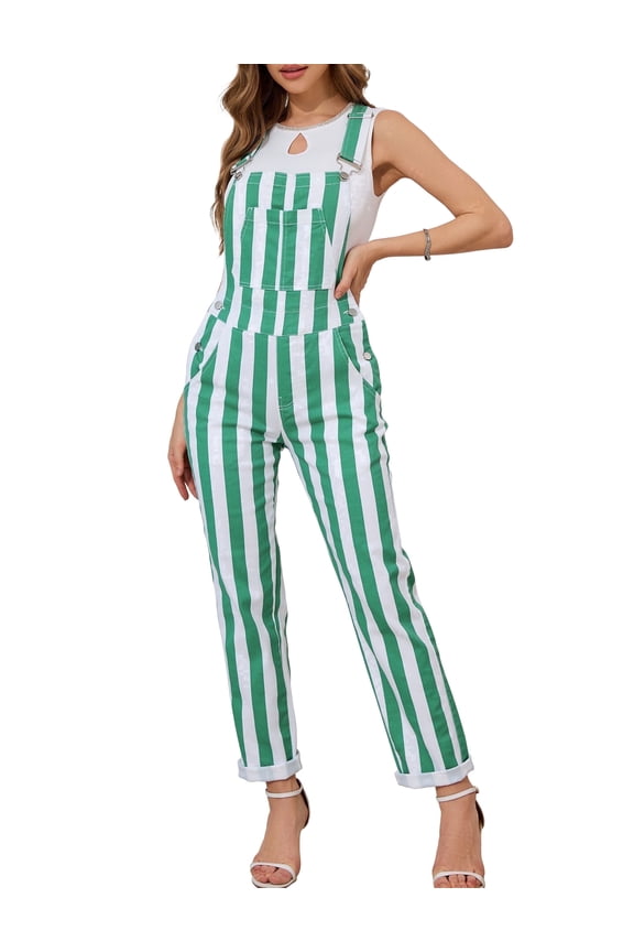 Overalls for Women Fashion Jumpsuits Striped Pants Printed Bibs Coveralls