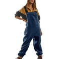 thumbnail image 1 of Overalls for Women Loose Fit Fuzzy Sherpa Lined Warm Winter Jumpsuits Adjustable Strap Fleece Overalls with Pockets Dark Blue S, 1 of 5