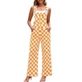 thumbnail image 1 of Overalls for Women Loose Fit Jumpsuits Fashion Checkered Straight Leg Pants Stretch Bib Coveralls, 1 of 9