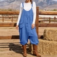 thumbnail image 1 of Overalls for Women Scoop Neck Sleeveless Straight Leg Loose Jumpsuit Summer Travel Casual Rompers Fashion, 1 of 9
