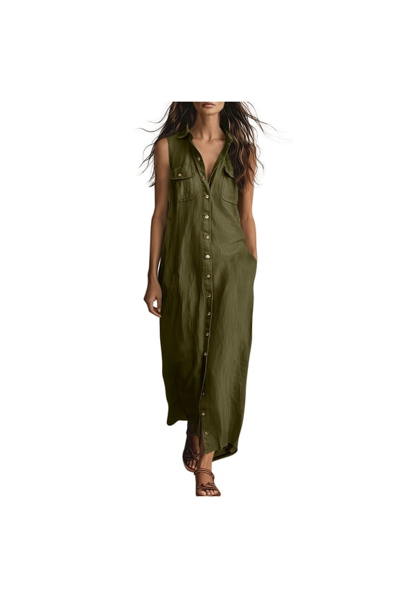 Overalls for Women V Neck Sleeveless Button Down Rompers Summer Dressy Casual One Piece Jumpsuits with Pockets