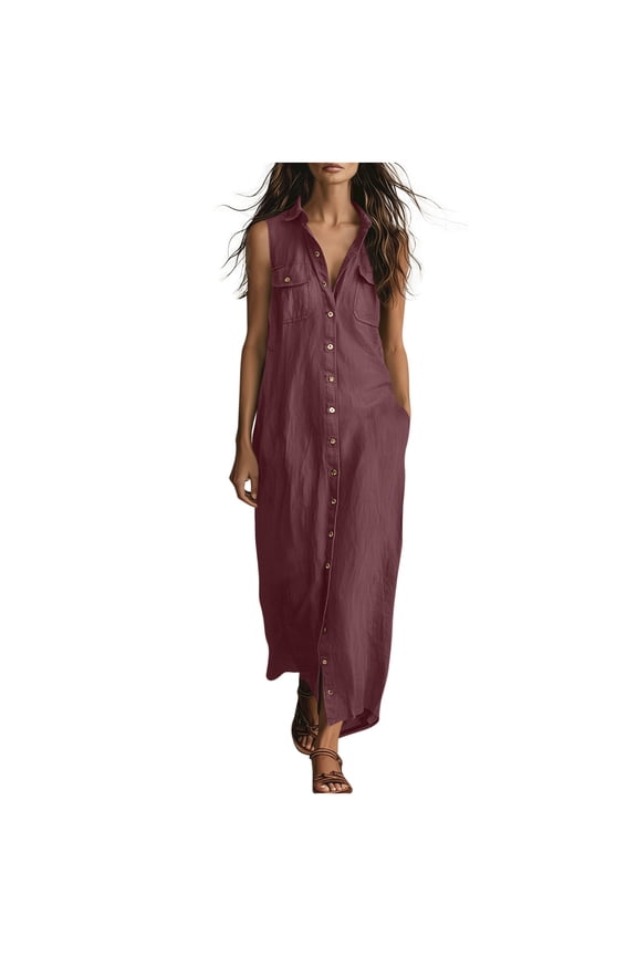 Overalls for Women V Neck Sleeveless Button Down Rompers Summer Dressy Casual One Piece Jumpsuits with Pockets