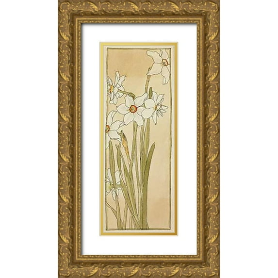 Overbeck, Hannah Borger 12x24 Gold Ornate Wood Framed with Double Matting Museum Art Print Titled - Poets Narcissus