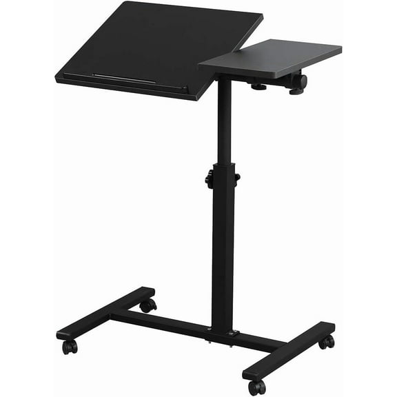 Overbed Bedside Desk Mobile Rolling Laptop Stand Tilting Overbed Table with Wheels Height Adjustable Tray Table for Laptop Bed Sofa Side Table