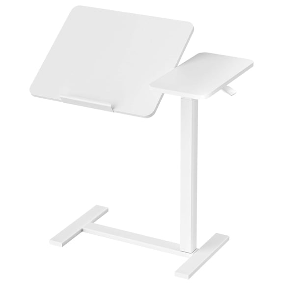 Overbed Bedside Table Adjustable with Wheels, Mobile Standing Stand Up Rolling Laptop PC Desks with Tilting Top Height Tray Side Computer Workstation for Bedroom on Hospital Home Use, Ink