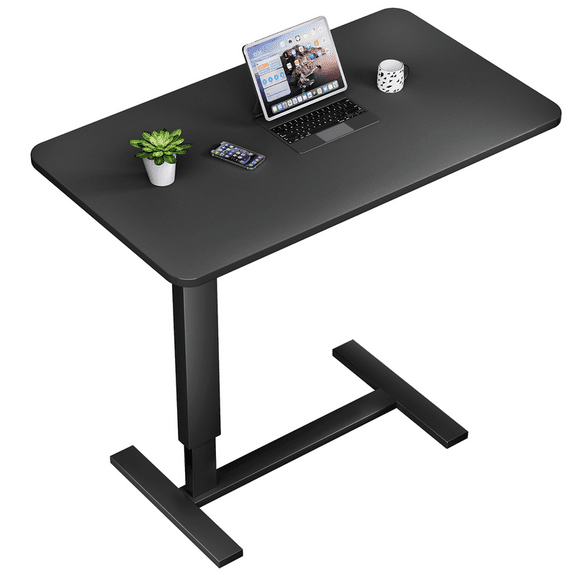 Overbed Bedside Table With Wheels,Adjustable Medical Home Bed Table,Rolling Tray Laptop Table,Mobile Standing Desk,Black