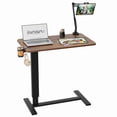 thumbnail image 1 of Overbed Bedside Table With Wheels,Adjustable Medical Home Bed Table,Rolling Tray Laptop Table,Mobile Standing Desk,Brown, 1 of 9