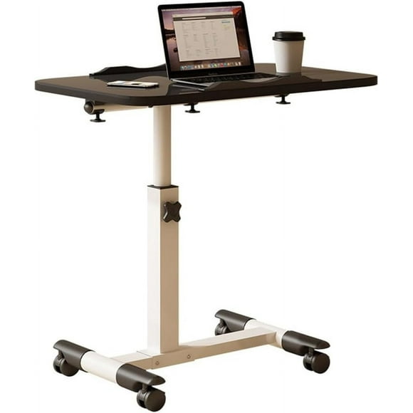 Overbed Bedside Table with Wheels, Mobile Hospital Bedside Table with Tilting Desktop, Adjustable Height Over The Bed Table