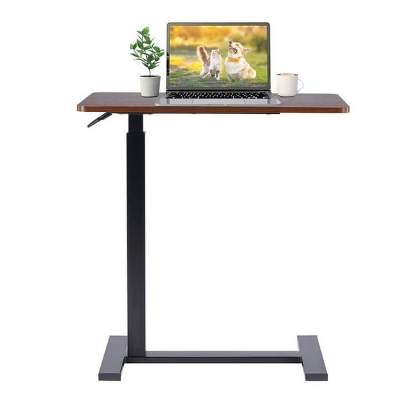 Overbed Bedside Table with Wheels, Mobile Standing Stand Up Rolling Laptop PC, Adjustable Height Tray, Side Computer Workstation for Home Use