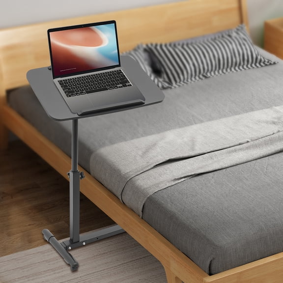 Overbed Bedside Table with Wheels, Rolling Laptop Table for Bed, Mobile Standing Desk, 5.59-35.43in Height Adjustable Home Use Bed Desk (Black)