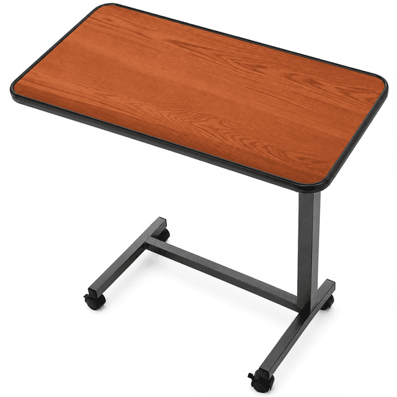 KEKOY Overbed Table with Wheels, Easy Height Adjustable Bedside Table for Bed for Elderly, Rolling Bed Tray Table for Eating & Reading, Stable Support for Medical Home Care and Hospital Use