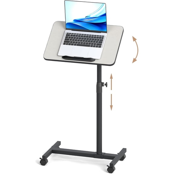 Overbed Table Adjustable Medical Bedside Table Hospital Food Tray Rolling Laptop Desk with Tilting Top