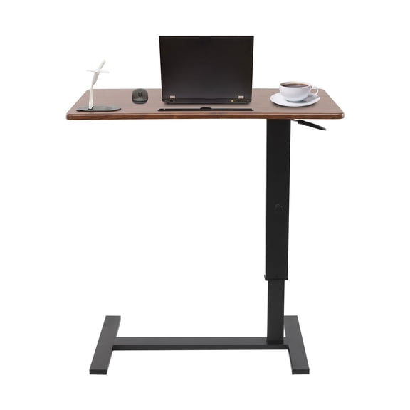 Overbed Table Height Adjustable Automatic Mobile Standing Desk with Hidden Wheels & USB 34*18In Foldable Rolling Laptop Desk for Hospital and Home Use