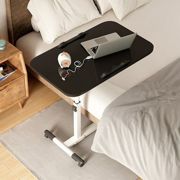 Overbed Table, Mobile Hospital Bedside Table With Tilting Desktop, Adjustable Height Over The Bed Table With Wheels, Rolling Standing Laptop Desk Bed Table For Hospital