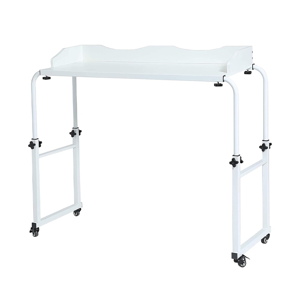 Overbed Table, Queen Cross Bedside Table Computer Table with 4 Wheels