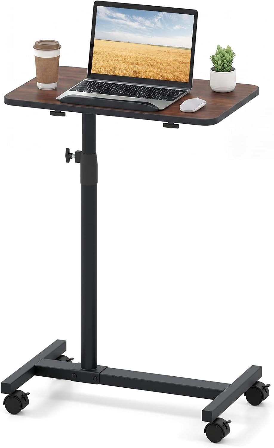Overbed Table with Wheels, Medical Adjustable Bedside Table, Mobile ...