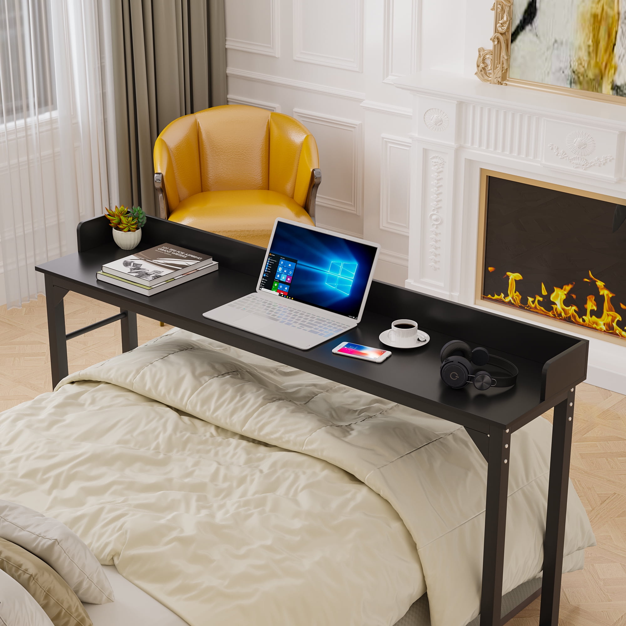 Overbed Table with 4 Wheels and Charging Station 83", Rolling Medical