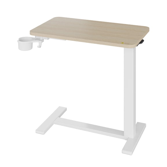Overbed Table with Hidden Wheels, Medical Bed Table Hospital Bedside Table with Height Adjustable, Rolling Laptop Standing Desk for Home & Office