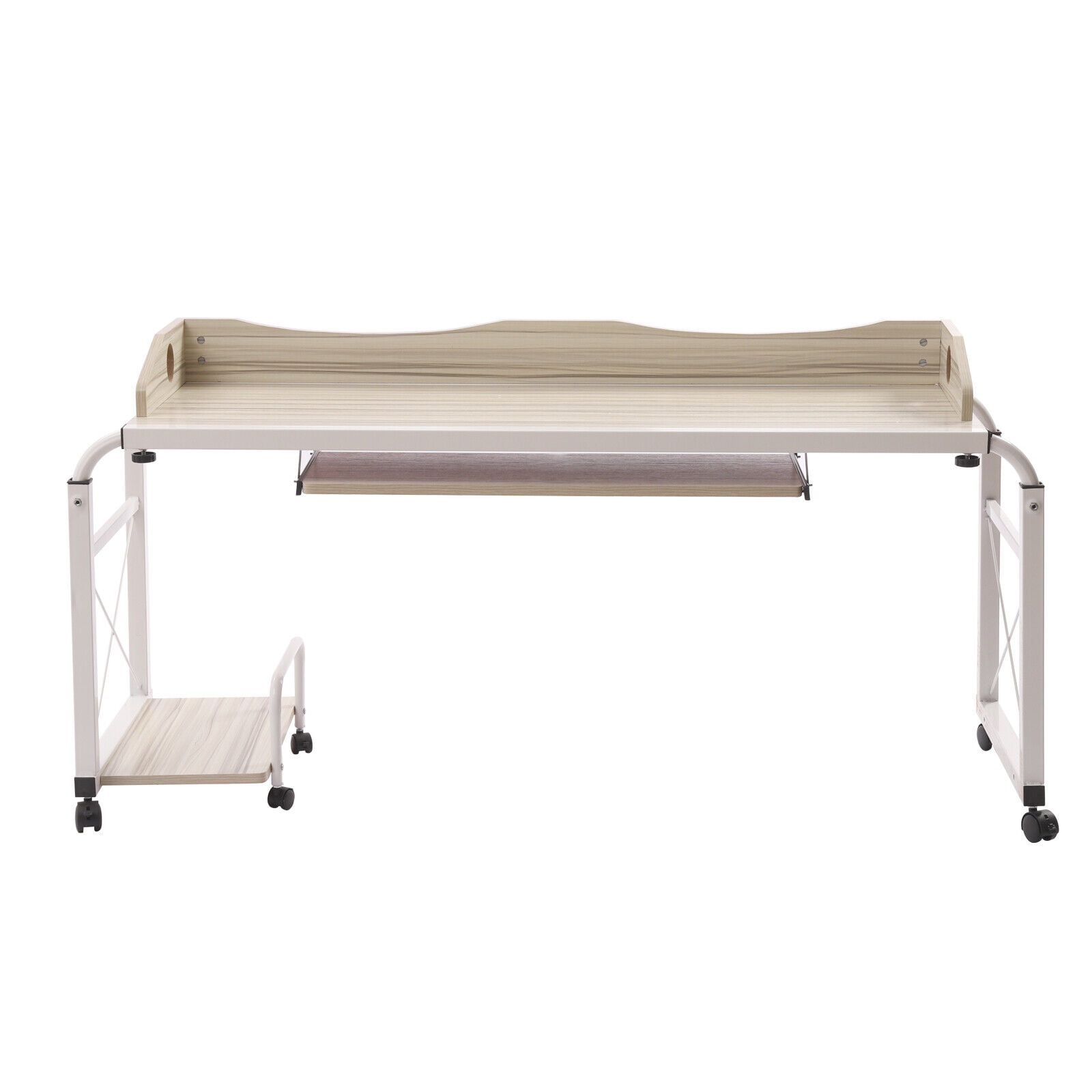 Overbed Table with Wheels, King Queen Bed Table, Rolling Overbed Laptop Table, Height Adjustable