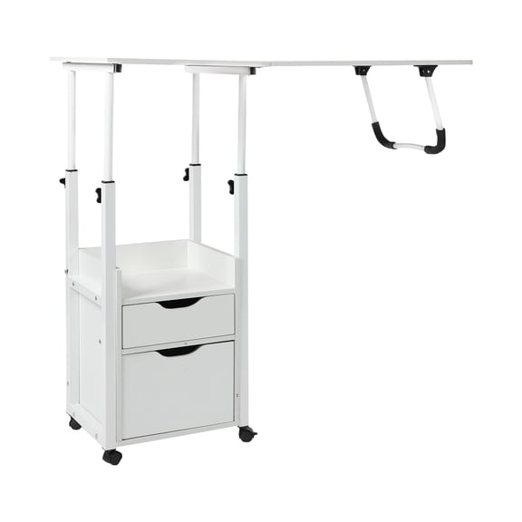Overbed Table with Wheels, Movable Bedside Table, Height Adjustable Over Bed Desk for Bedrooms, Dormitories, Apartments, and More