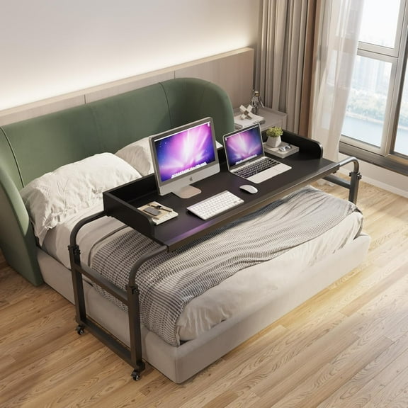 Overbed Table with Wheels Overbed Desk Over Bed Desk King Queen Bed Table Overbed Laptop Table Over Bed Table with Wheels