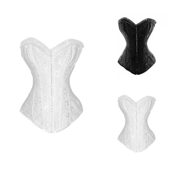 Overbust Corset Tops for Women Vintage Renaissance Lace Up Boned Bustier Waist Cincher