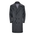 thumbnail image 1 of Overcoat for Men Double Collar Long Jacket Cotton Blend Peacoat Outerwear Clothes, Dark Gray, Size S, 1 of 7