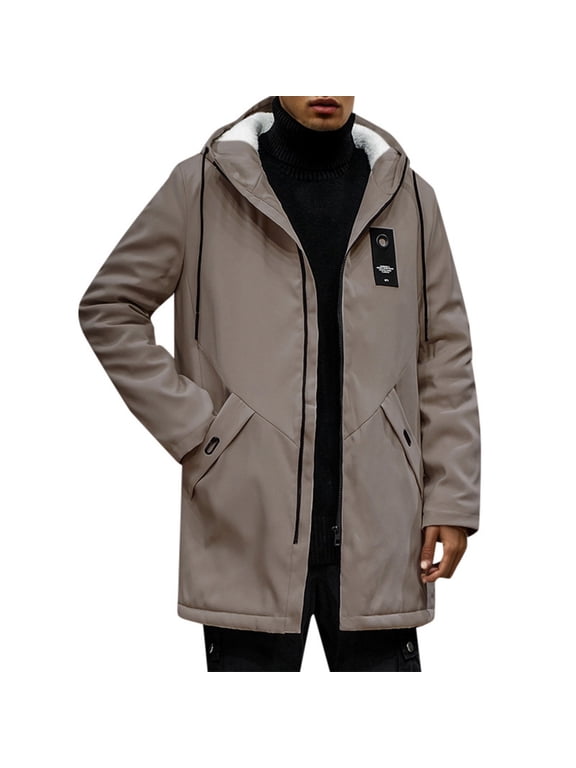 Overcoat for Men Mid Long Jacket Casual Belted Overcoat Notched Lapel Belt Fall Windproof Coat Outerwear Clothes, Rose Gold, Size XXL