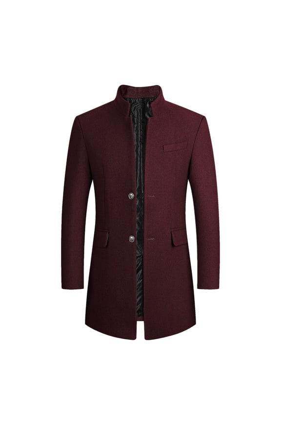 Overcoat for Men Single Breasted Slim Fit Wool Blend Overcoat Fall Classic Long Jacket Overcoat Men's Fashion, A, Size XL