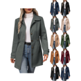 thumbnail image 1 of Overcoat for Womens Mid Long Stand Collar Single Breasted Coat Solid Color Casual Long Sleeve Outwear Elegant Stand Collar Detail, 1 of 10