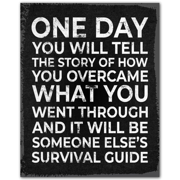 Overcome Inspire Survival Quote - Motivational Wall Art for Him - Black and White Inspirational Poster for Office Decor - Positive Quote Artwork for Men poster
