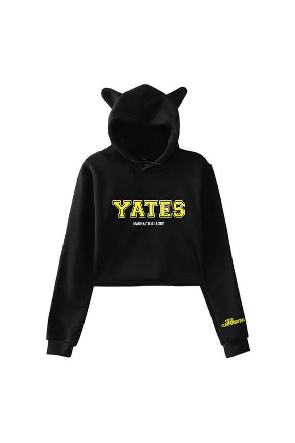Overcompensating Yates Orientation Hoodie Cat Ears Crop Top Long Sleeve Women's Clothes