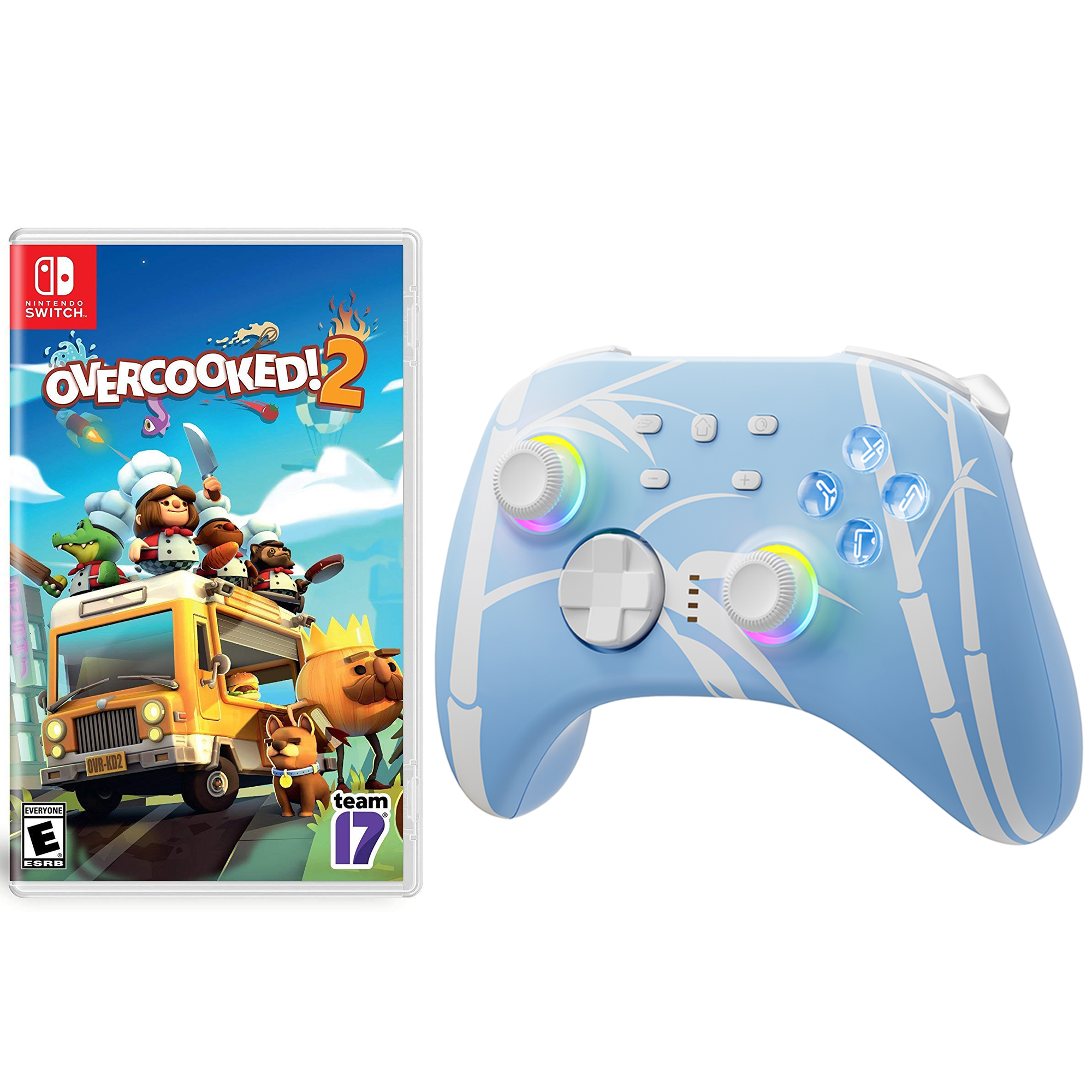 Overcooked! + Overcooked! 2 Game Disc and Upgraded Switch Pro