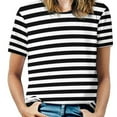 thumbnail image 1 of Overd Black White Striped T Shirts Vertical Stripes Street Style T-Shirt Short Sleeve Woman Cool T-Shirt Beach Design Clothes, 1 of 5