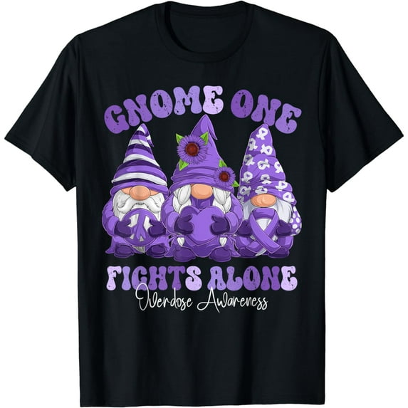 Overdose Awareness Month Purple Ribbon Gnomies T-Shirt