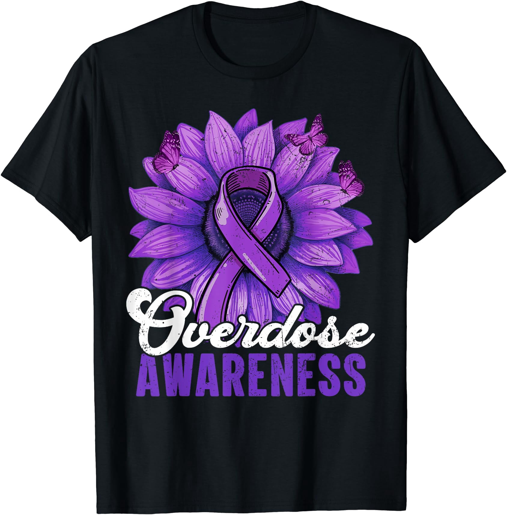 Sign Language For Pink Ribbon Overdose Awareness Month Ribbon Sunflower Butterfly T-Shirt - Walmart.com