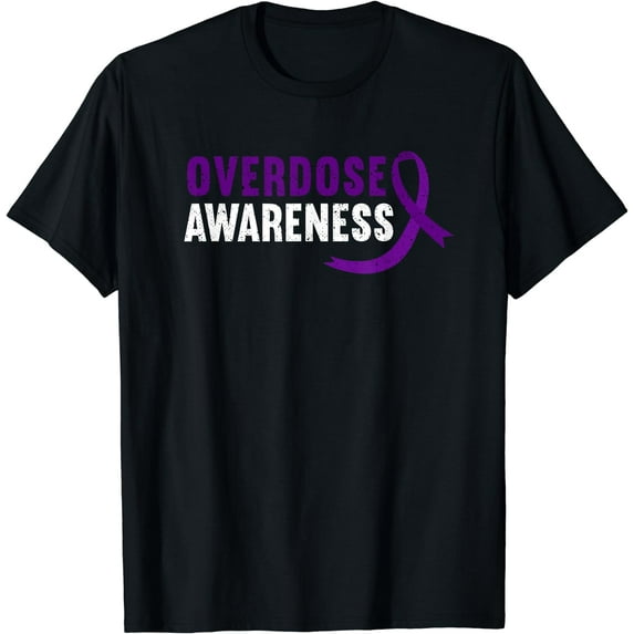 Overdose Awareness Purple Ribbon Drug Addiction Recovery T-Shirt