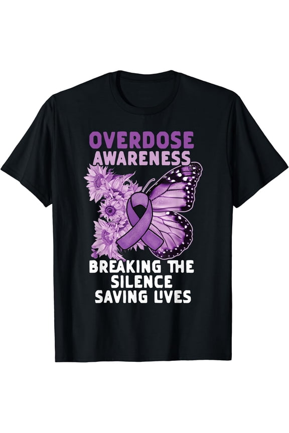 Overdose Awareness Purple Ribbon Drug Addiction T-Shirt
