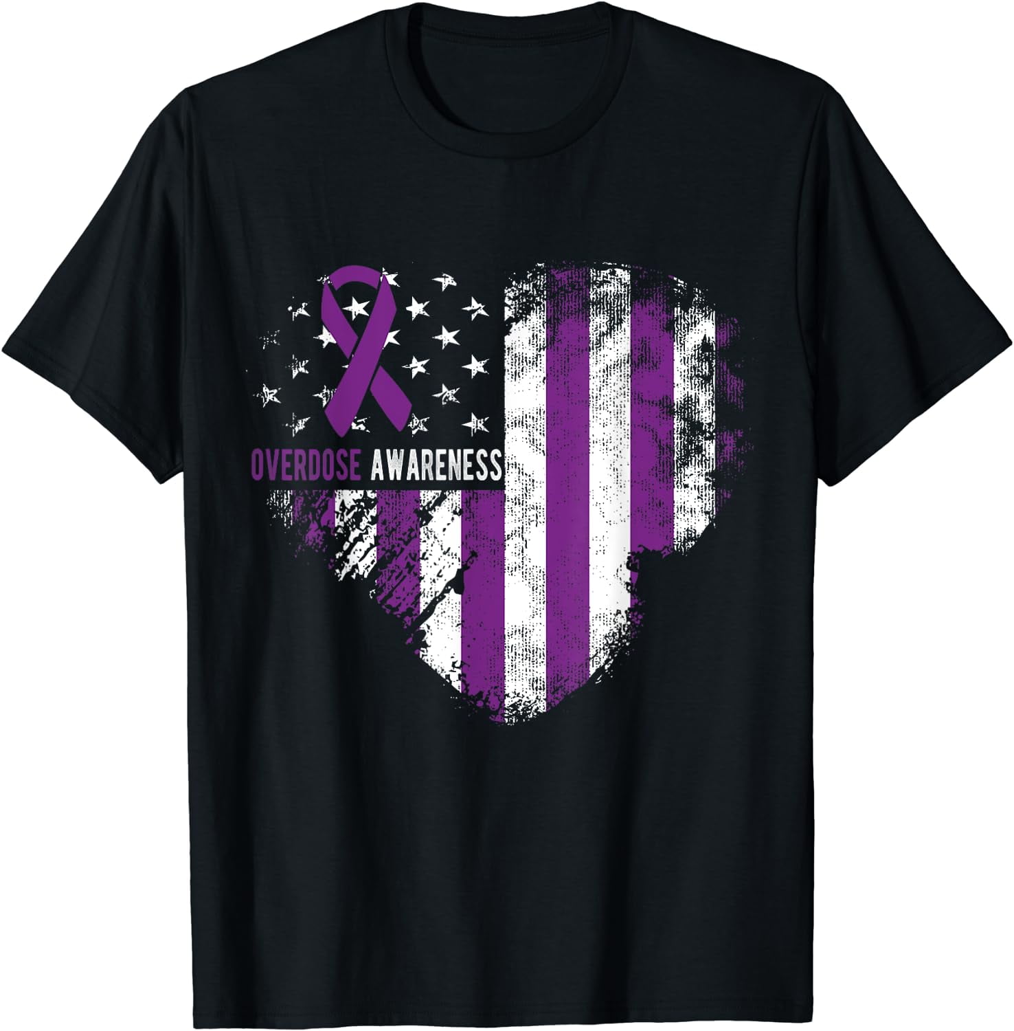 Overdose Awareness Purple Ribbon Drug Addiction T-Shirt - Walmart.com