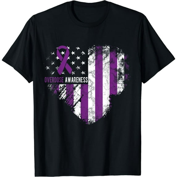 Overdose Awareness Purple Ribbon Drug Addiction T-Shirt
