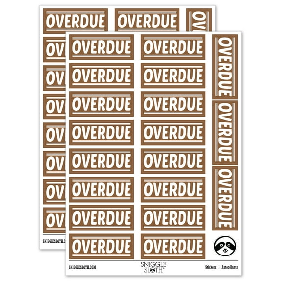 Overdue Payment Library Book Sticker Set - Brown - Gloss Finish - 2.00" Large