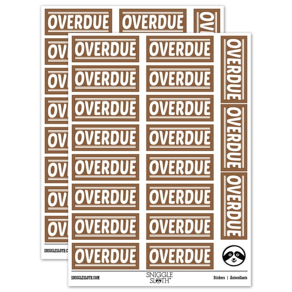 Overdue Payment Library Book Sticker Set - Brown - Matte Finish - 2.00" Large