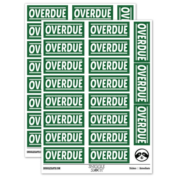 Overdue Payment Library Book Sticker Set - Dark Green - Matte Finish - 2.00" Large