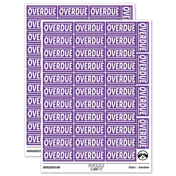 Overdue Payment Library Book Sticker Set - Purple - Matte Finish - 1.5" Small