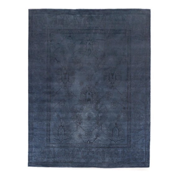 Overdye Hand-Knotted New Zealand Wool Navy 10'x14' Area Rug