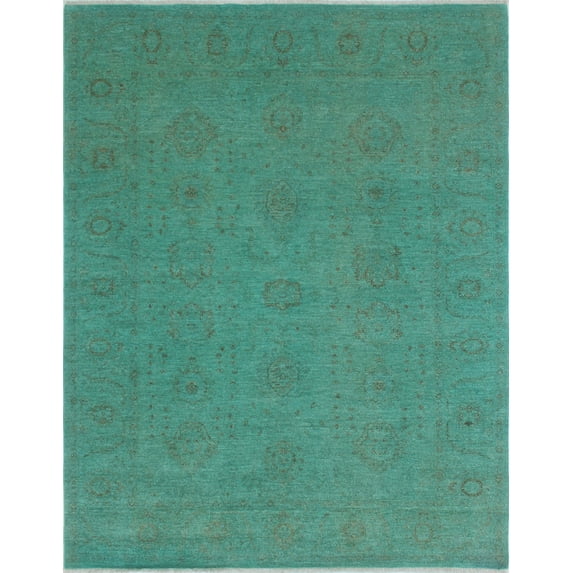 Overdyed Jafaar Teal Green/Brown Rug, 6'6" x 8'4"