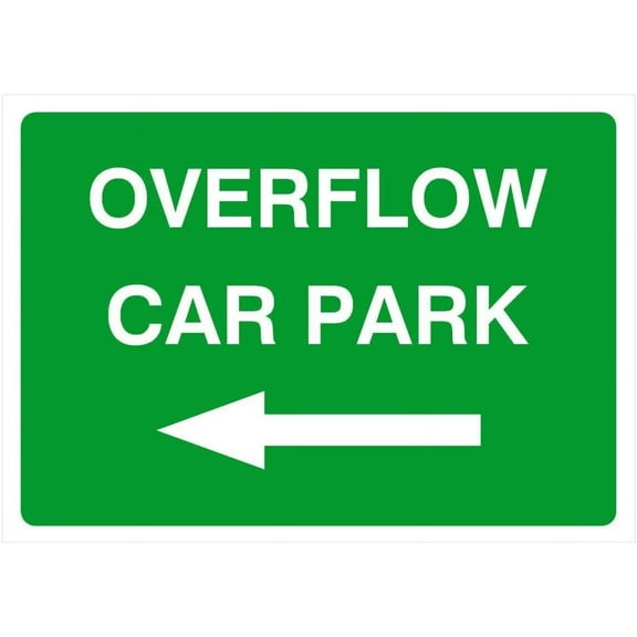Overflow Car Park With Left Arrow Sign Parking Signs & Permits Metal Sign Tin Sign 8x12 Inch - Caution Safety Warning Security Signs Indoor & Outdoor Signs for Home, Office, Work