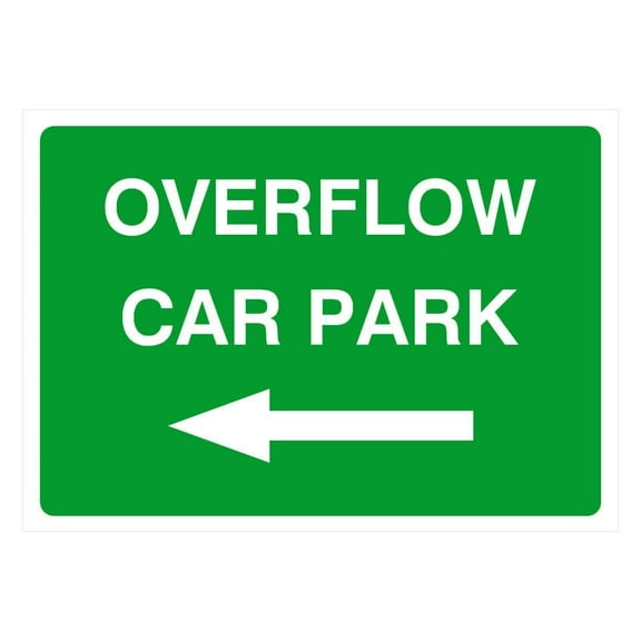 Overflow Car Park With Left Arrow Sign Parking Signs & Permits Metal Sign - Caution Safety Warning Security Signs Indoor & Outdoor (Aluminum) Size: 12 x 16 inch