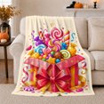 thumbnail image 1 of Overflowing Present Box Candy Design Detailed Visual Pattern Cheerful Graphic Style Art Lovers Expressive Room Motif Warm Flannel Blanket, Housewarming Gift for Bedroom and Living Room Home Decor, 1 of 9